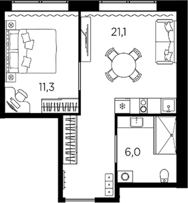 1-комнатная квартира 38.4 м², 2/13 эт., ЖК «AVENIR Industrial»